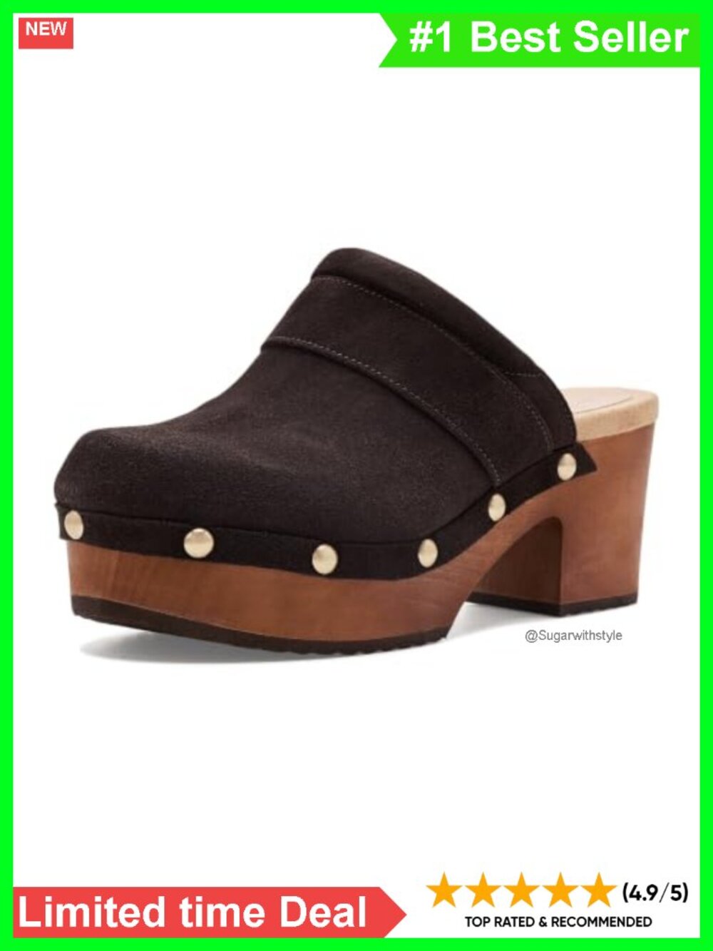 Suede Leather Slip-On Mule Clog Platform Sandal Shoes